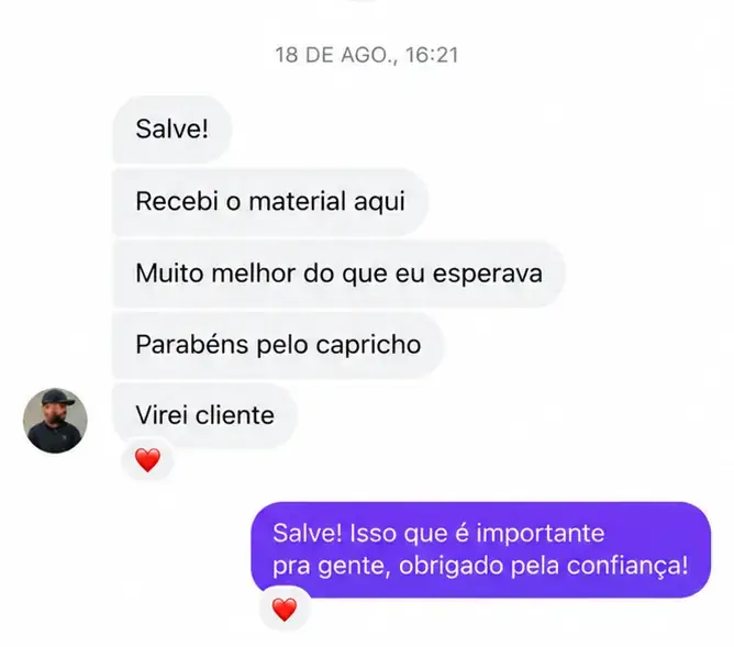 Conversa de WhatsApp de cliente que virou cliente fiel